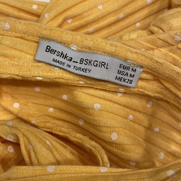 Bershka Yellow with White Polka Dots Bodysuit - Picture 3 of 3